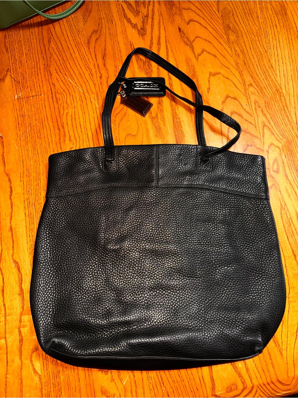 COACH Black Pebbled Leather Tote with Raised Signature Emblem - Picture 2 of 7